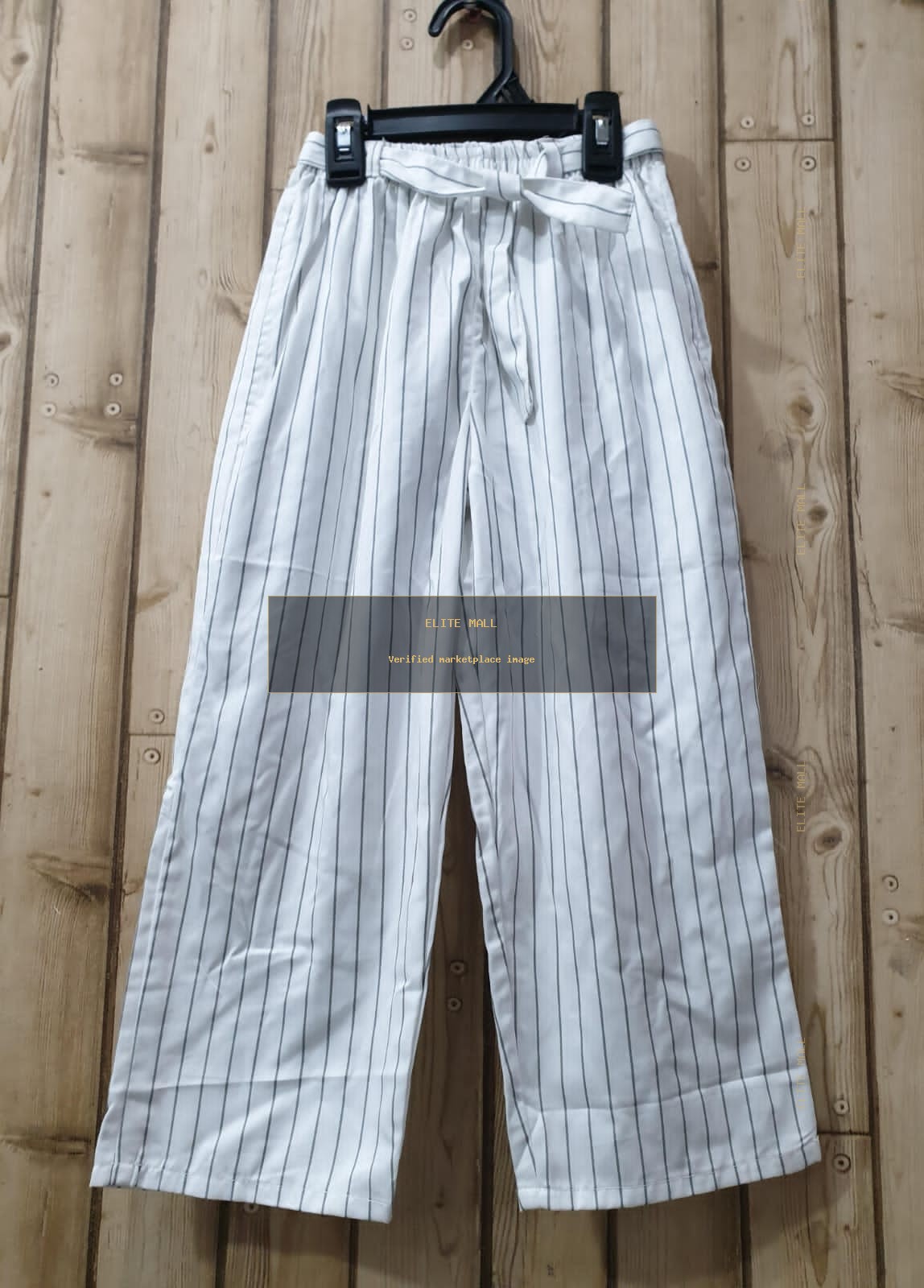Striped Trousers with Bow Belt