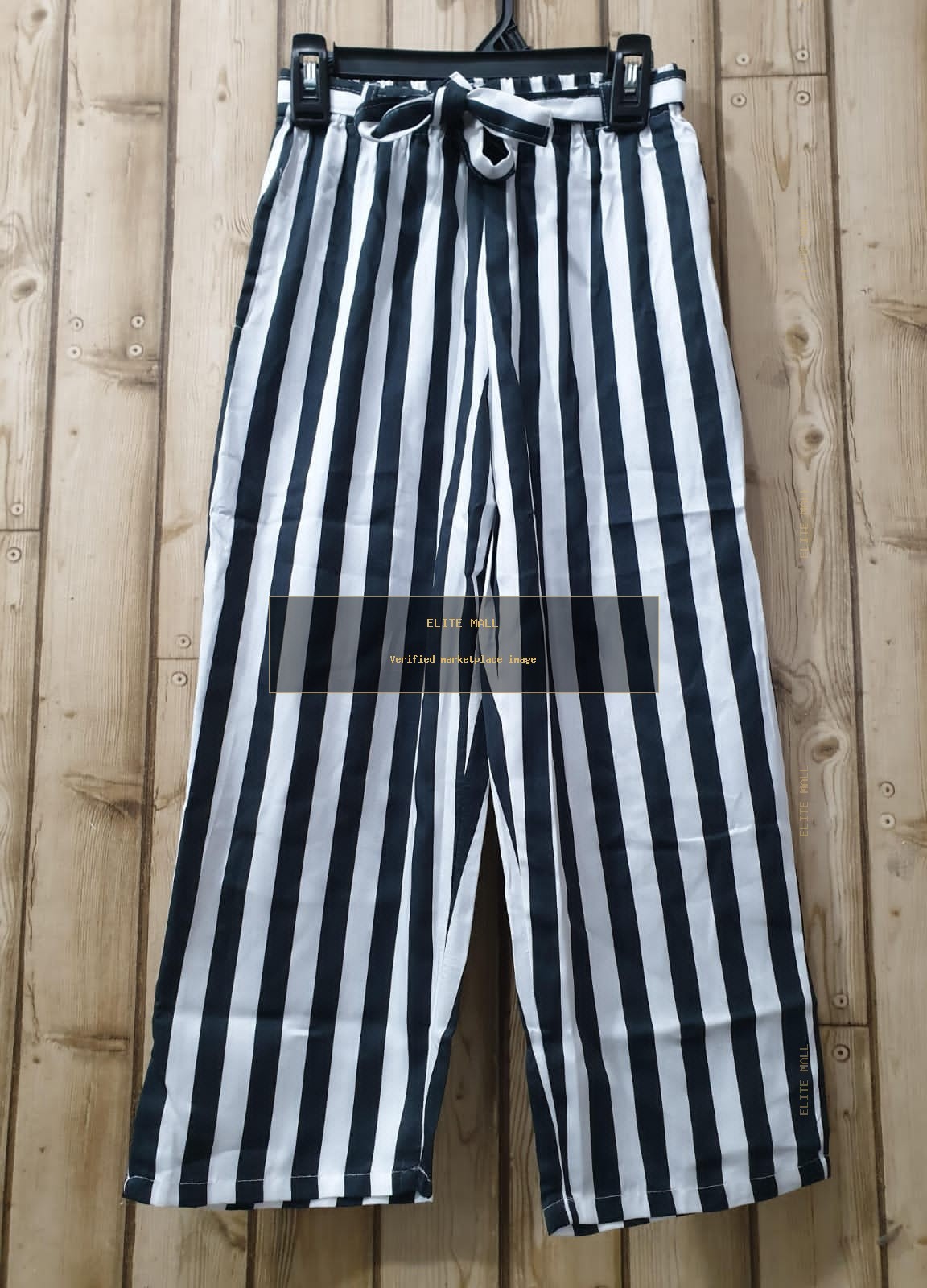 Striped Trousers with Bow Belt