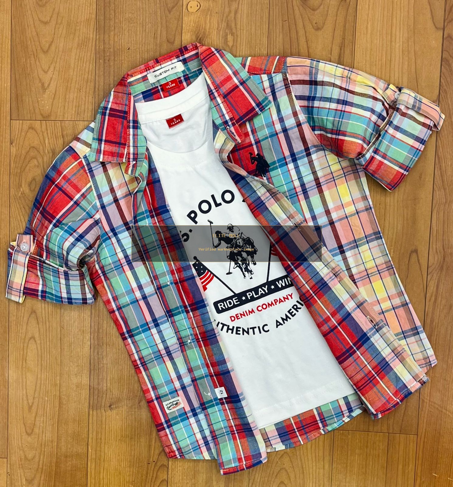 U.S. Polo Assn. Plaid Shirt and T-Shirt Set