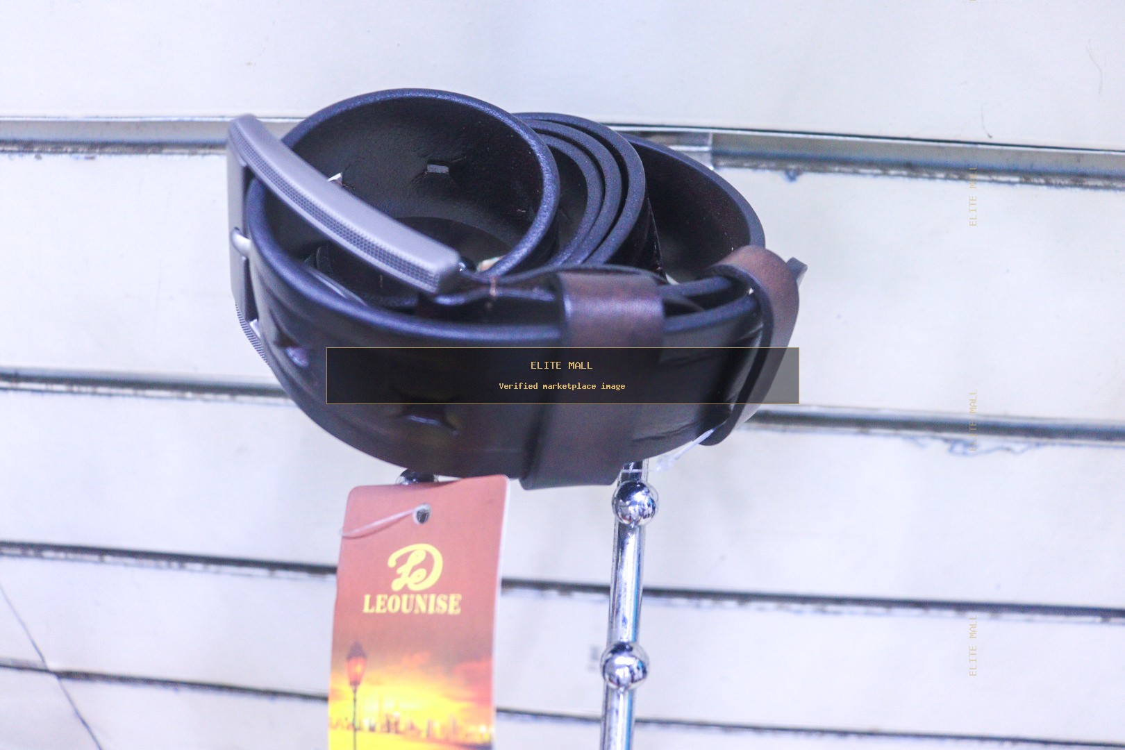 LEOUNISE Black Leather Belt from CHAMPION STYLES