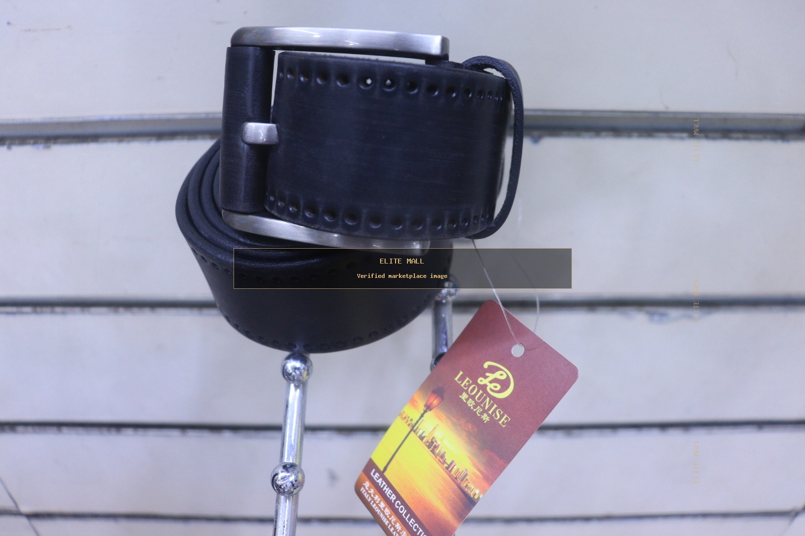 LEOUNISE Perforated Leather Belt