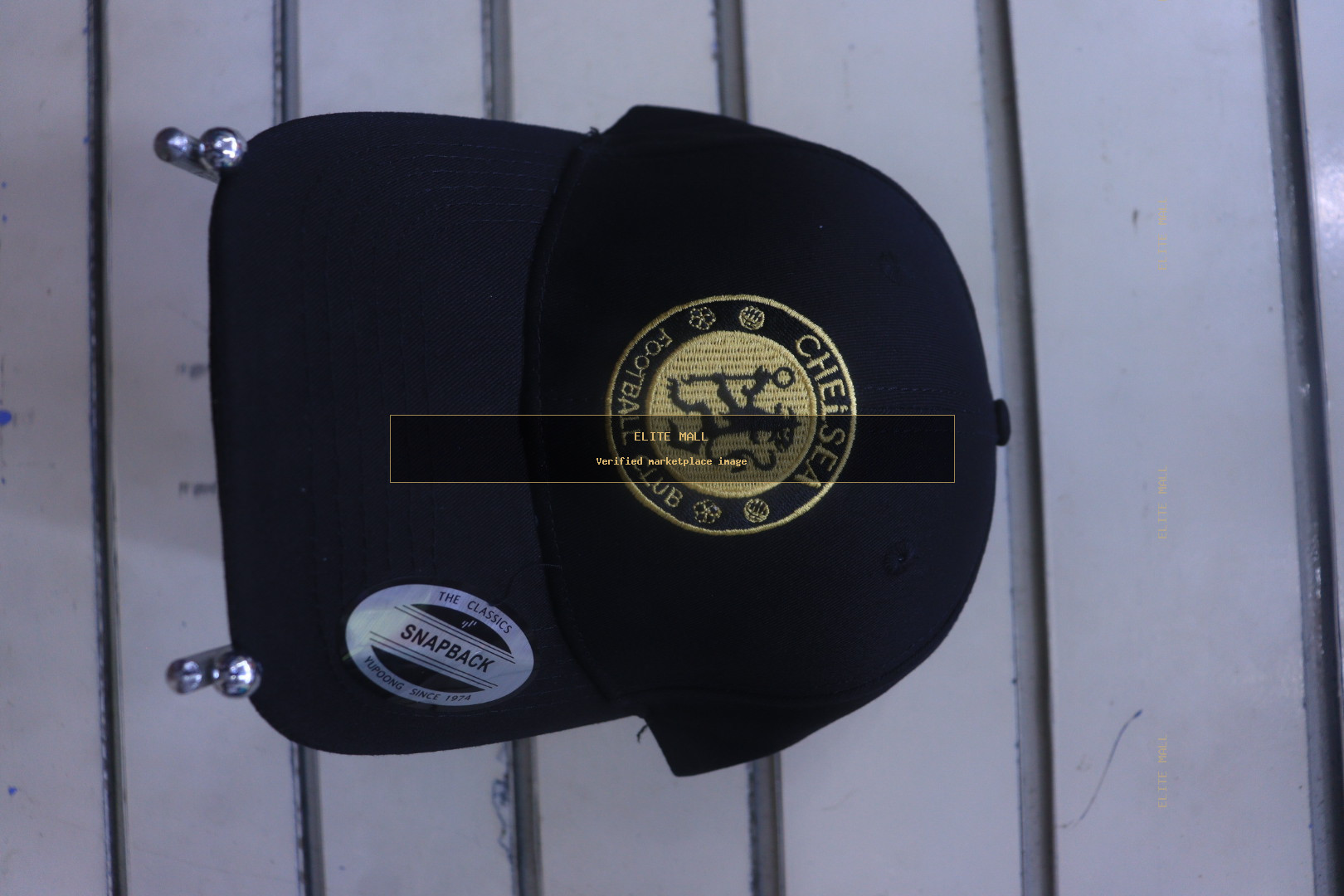 Chelsea FC Black Snapback Cap with Gold Logo from CHAMPION STYLES