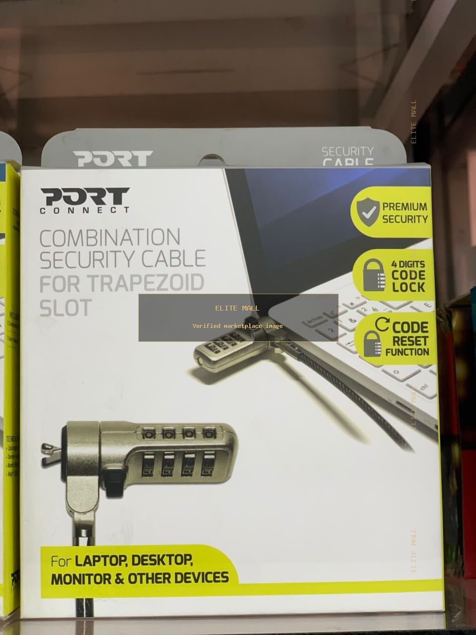 Port Connect Combination Security Cable for Trapezoid Slot from Ken Computers