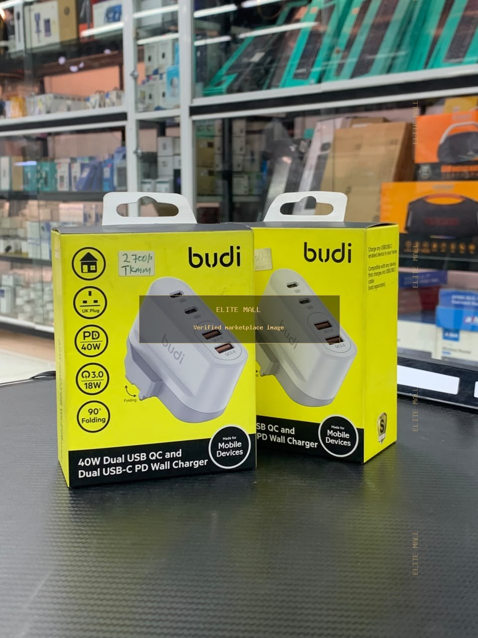 budi 40W Dual USB QC and Dual USB-C PD Wall Charger