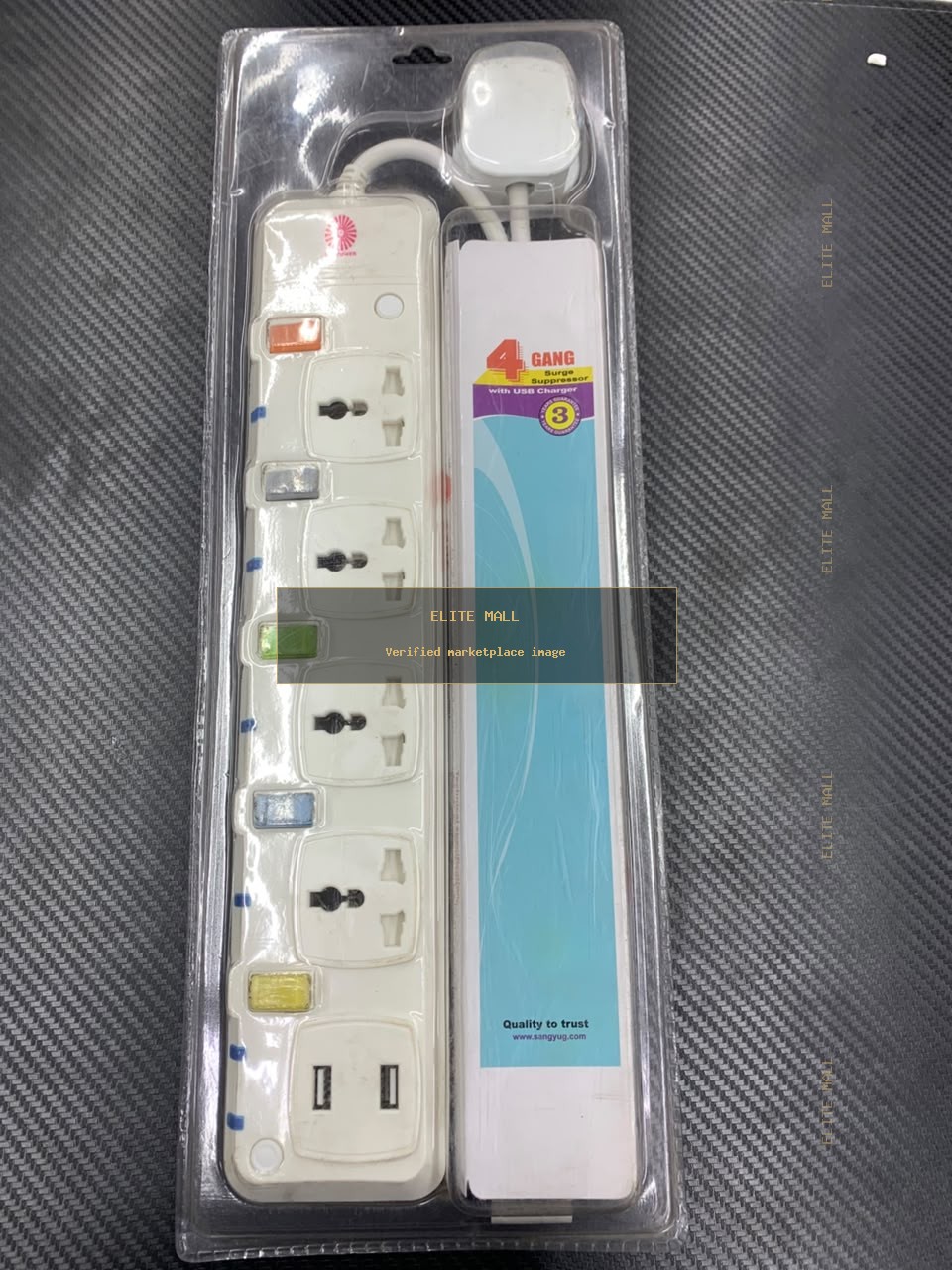 Sangyug 4 Gang Surge Suppressor with USB Charger from Ken Computers