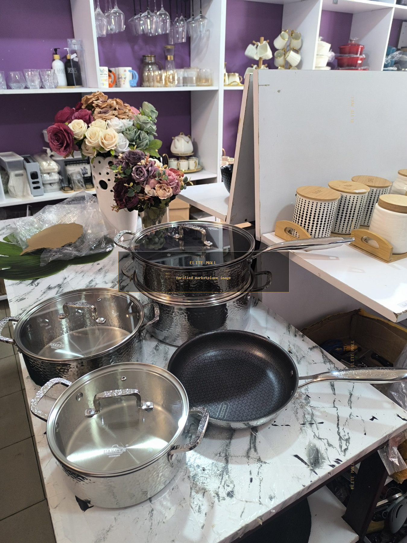 Hammered Stainless Steel Cookware Set