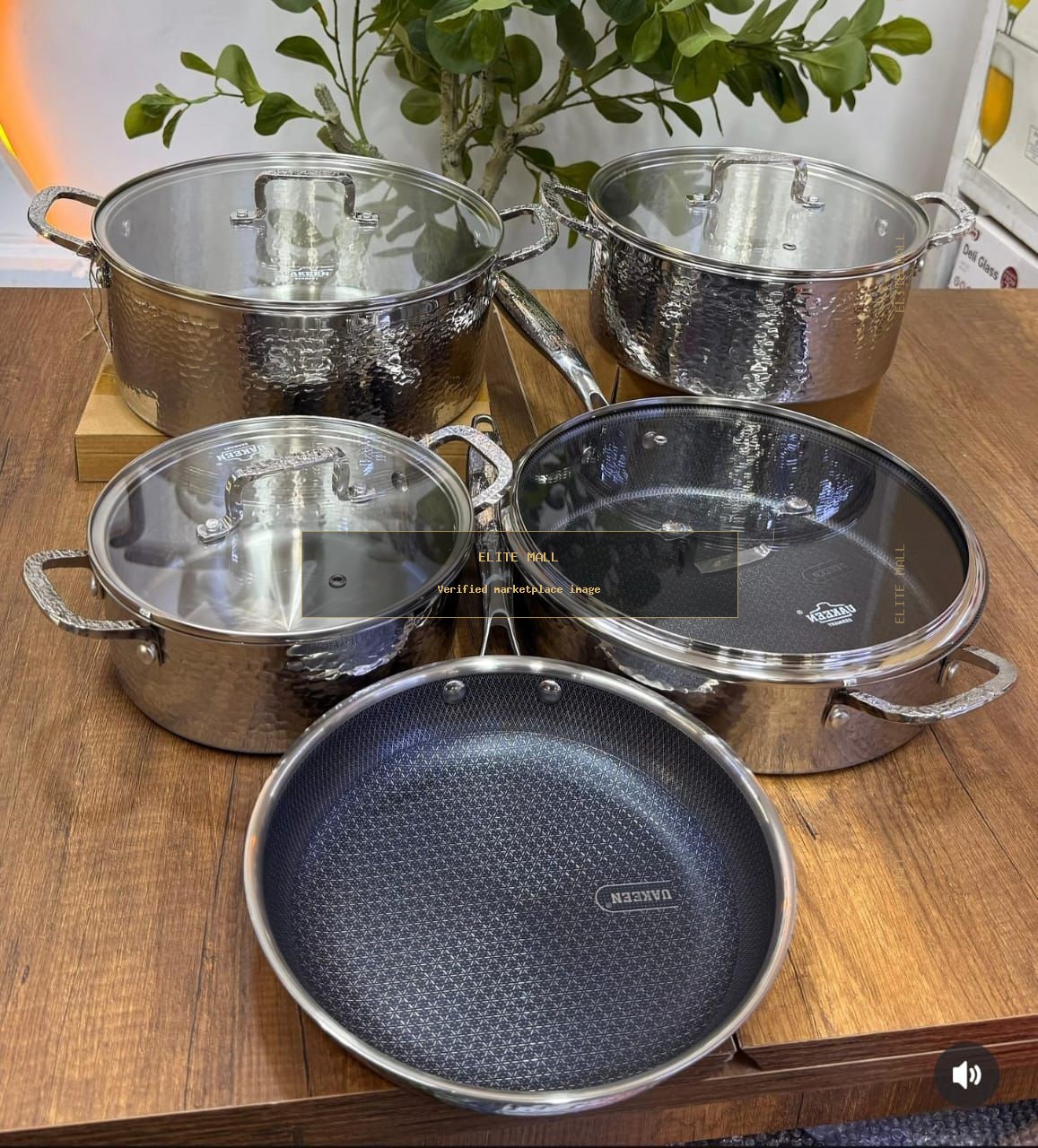 Uakeen Hammered Stainless Steel Cookware Set