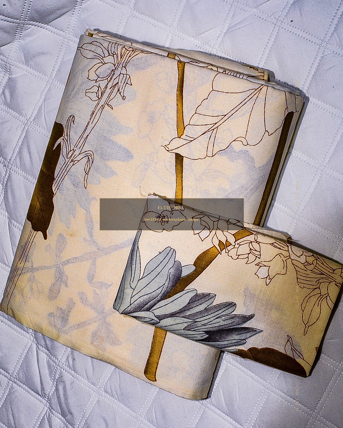 Beige Botanical Bed Sheet Set