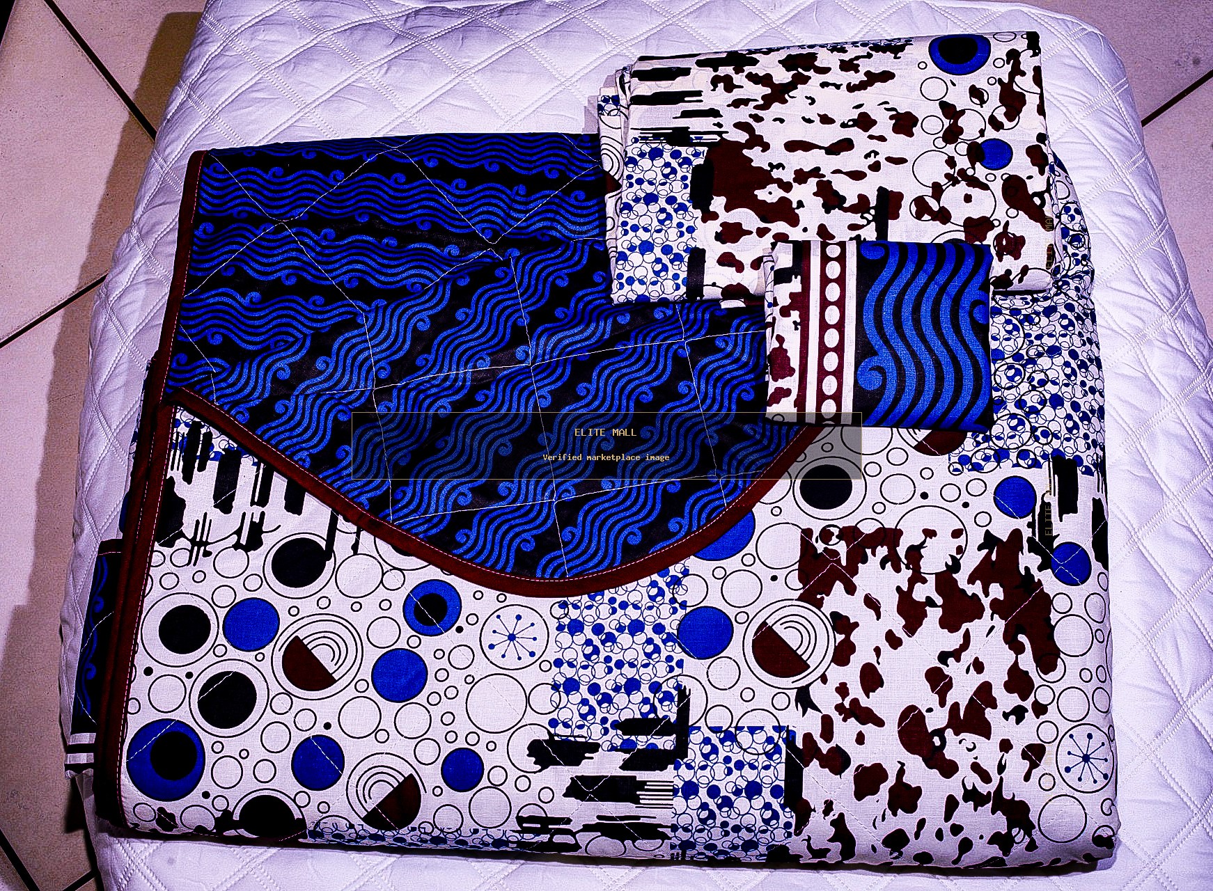 Blue Black Patchwork Quilt Set