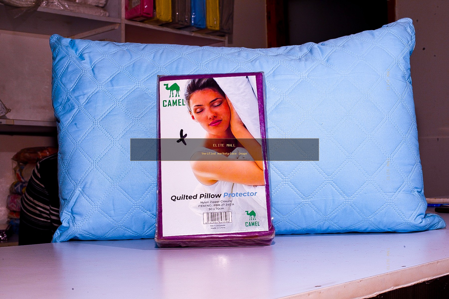 Blue Quilted Fibre Pillow