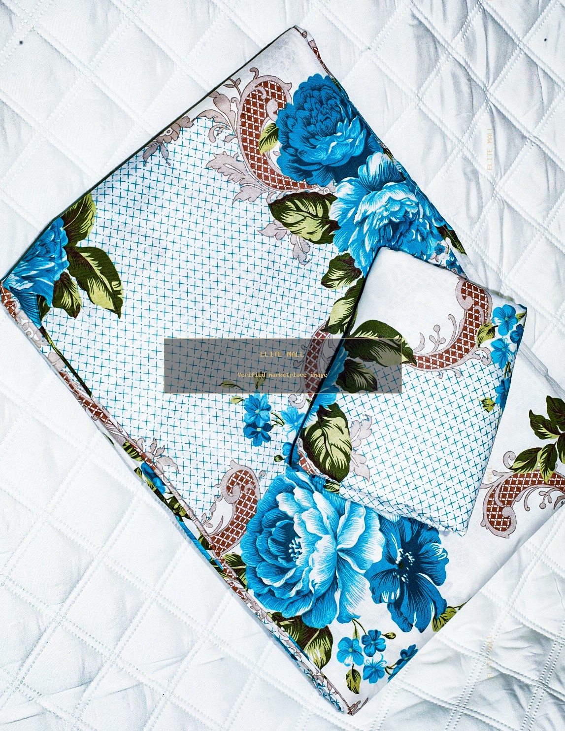 Blue Rose Floral Bed Sheet Set
