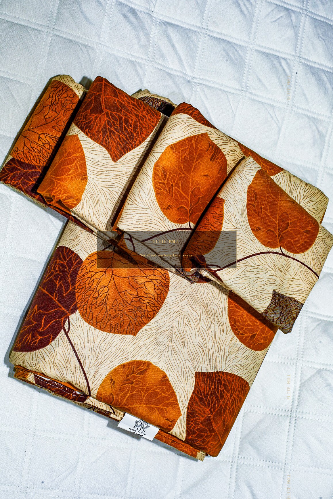 Brown Orange Abstract Bed Sheet Set