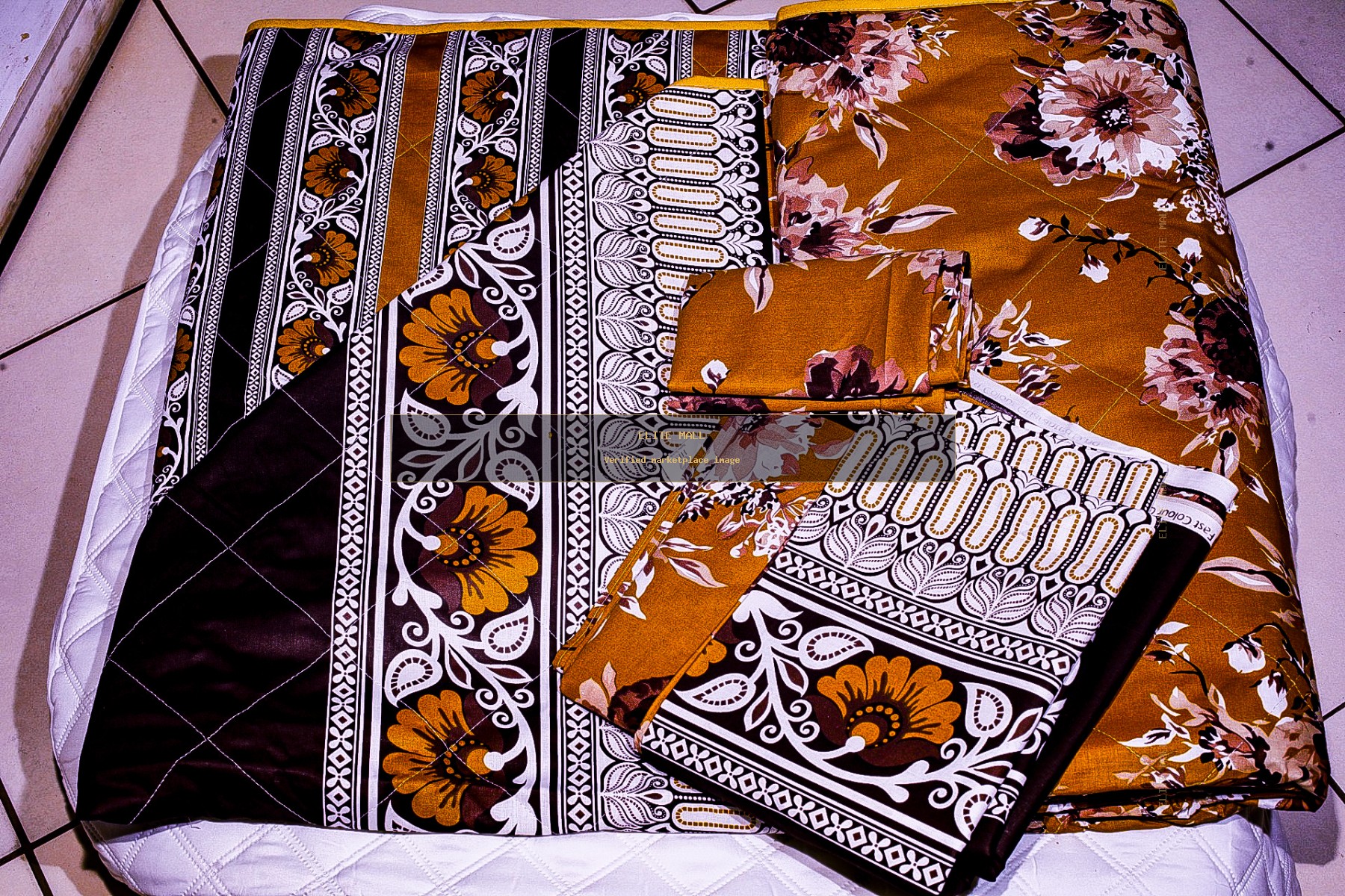 Brown Ornamental Quilt Set