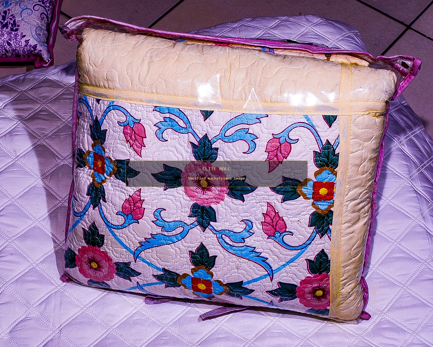 Cream Floral Quilt/Bed cover