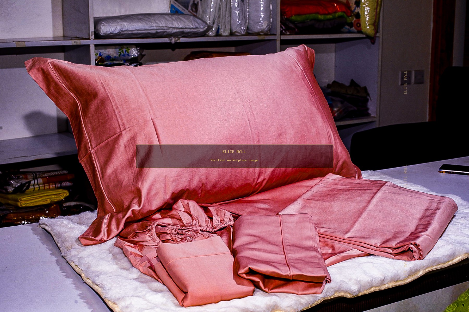 Peach Satin Premium Bed Sheet Set
