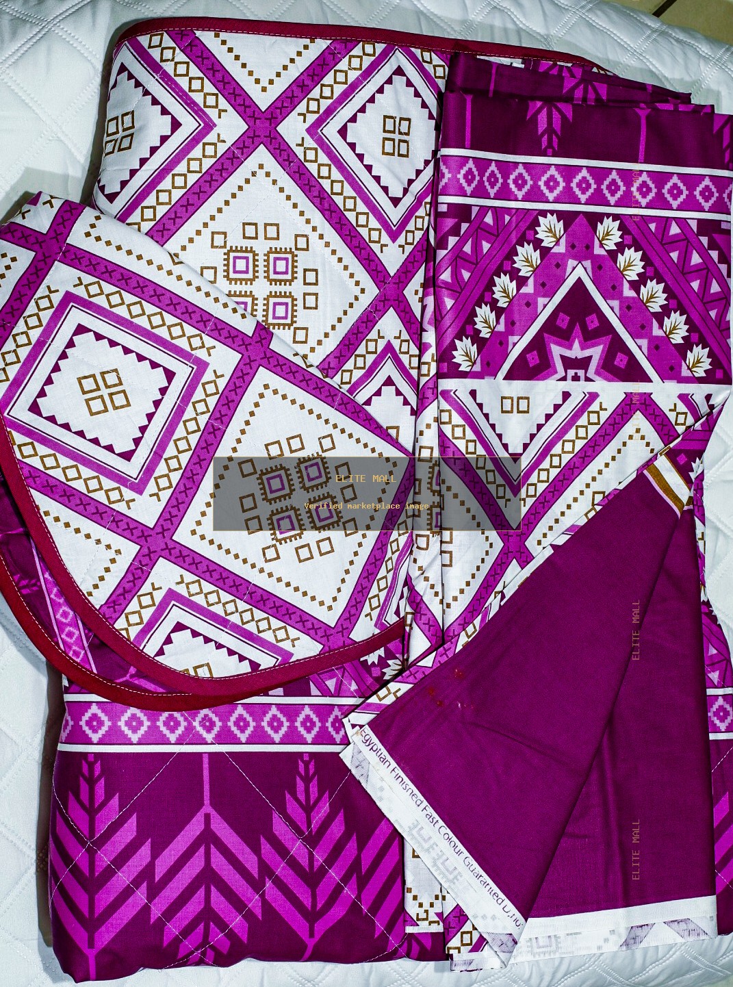 Purple Geometric Quilt Set