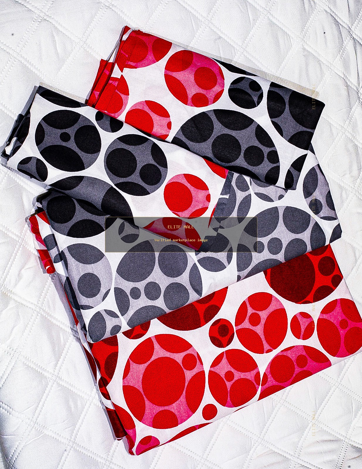 Red Black Circle Bed Sheet Set