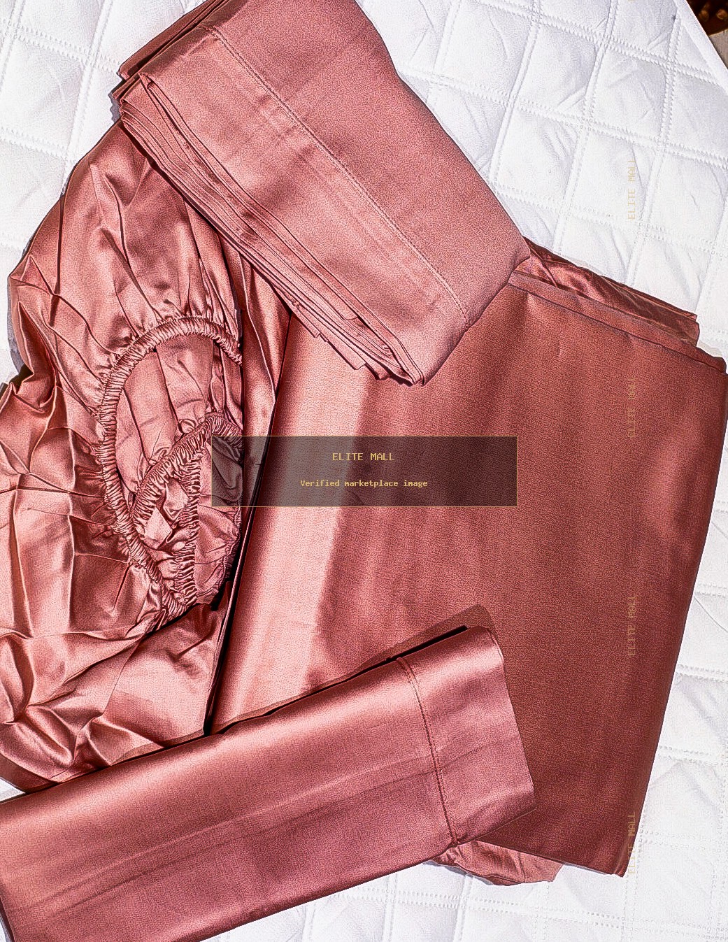 Rose Gold Satin Premium Bed Sheet Set