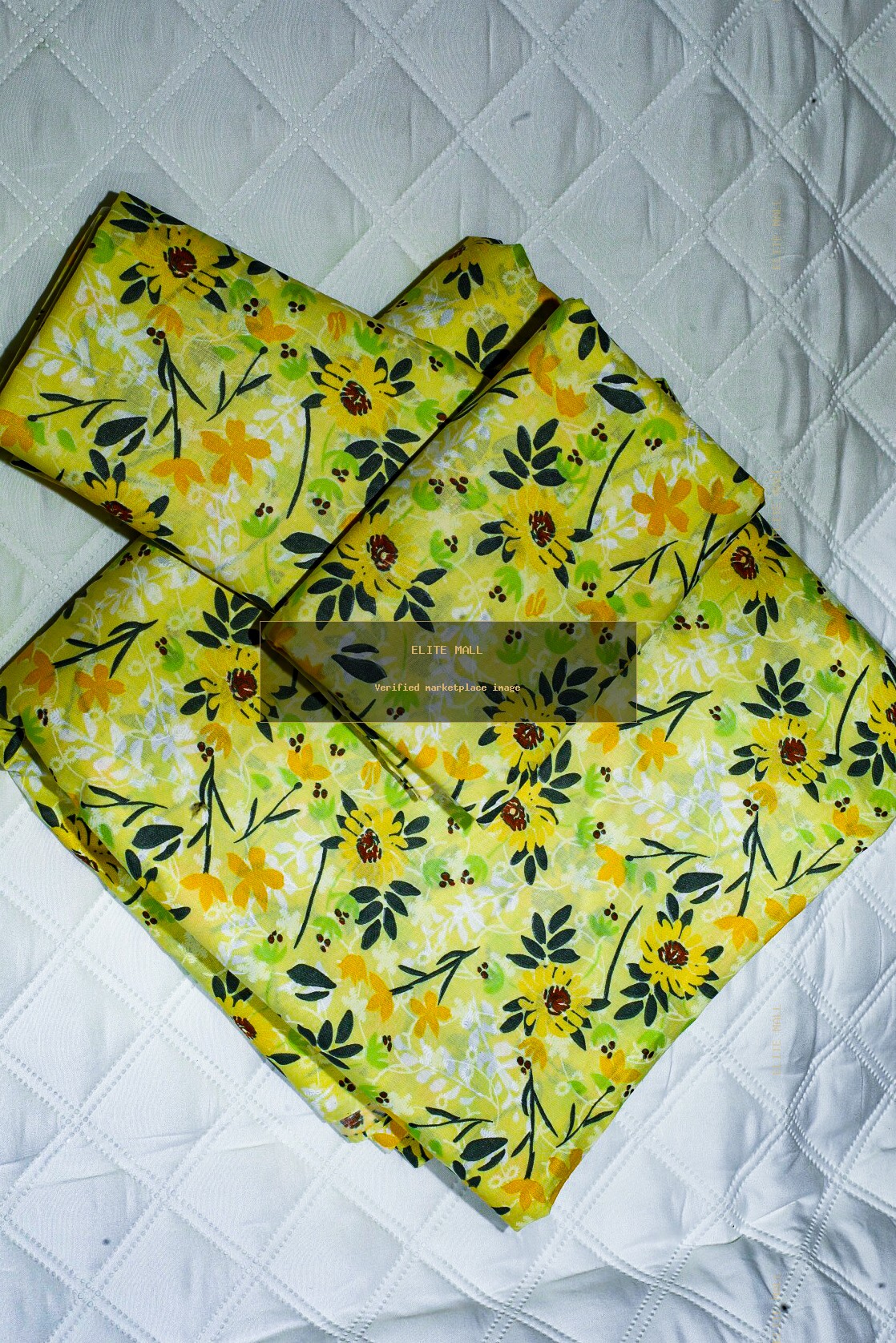 Yellow Green Floral Bed Sheet Set