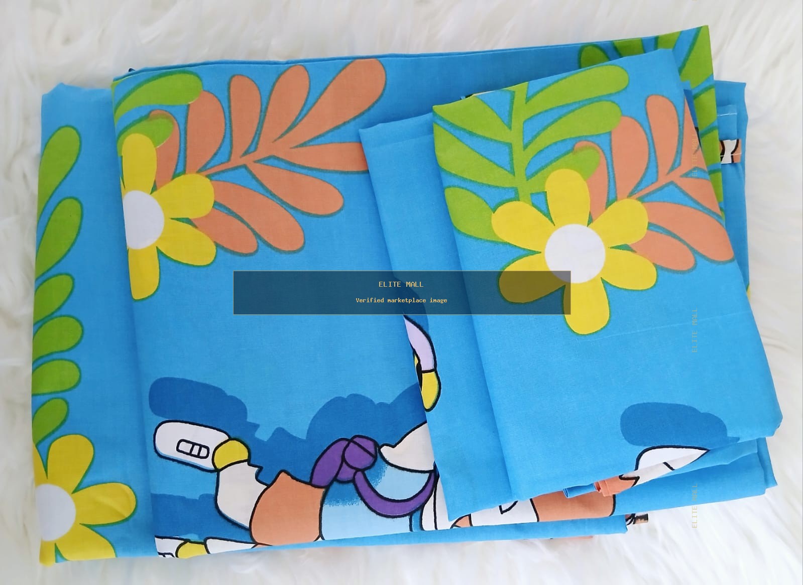 Cartoon Floral Bedding (2 Bed Sheets, 4 Pillow Cases)