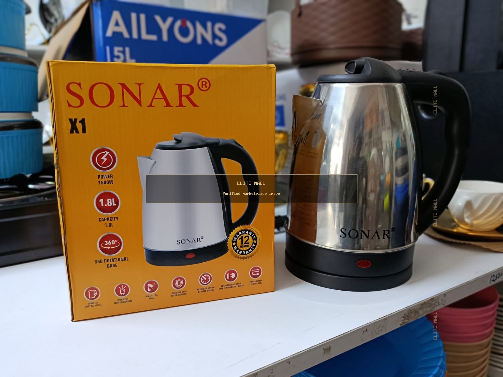 Sonar stainless steel electric kettle from TALULY AMOURY HOUSEHOLDS